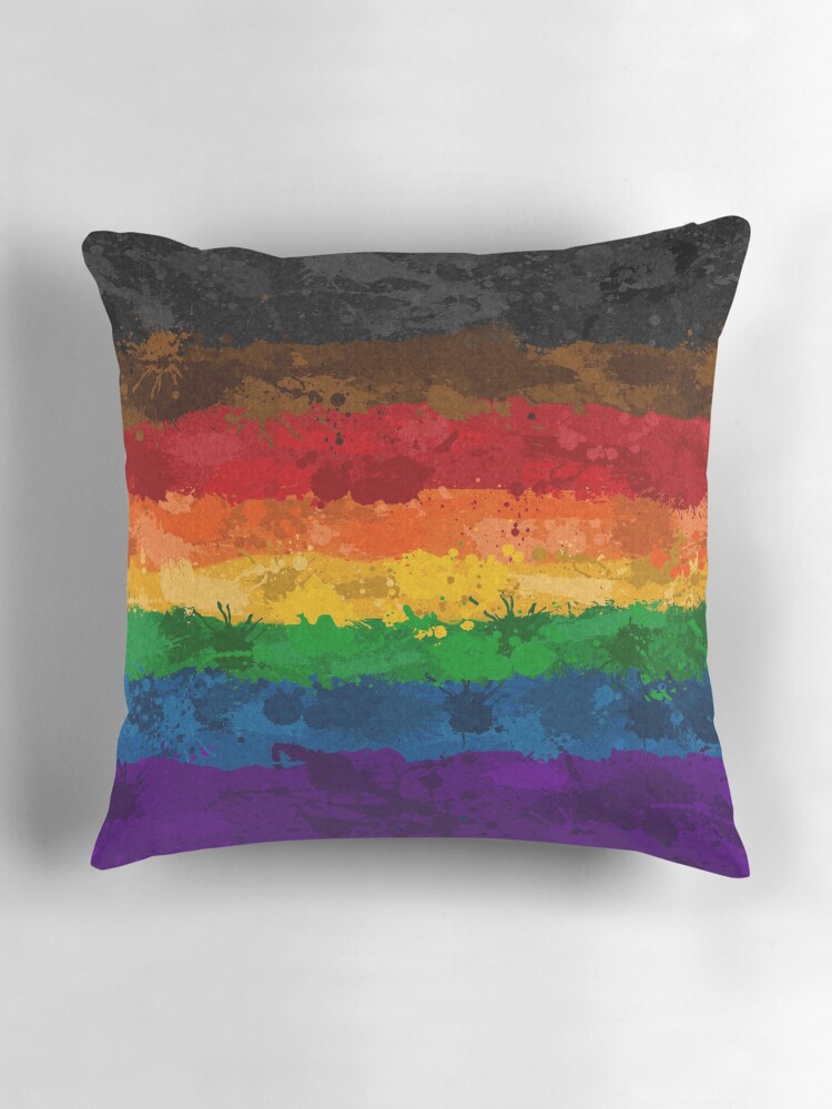 Thumbnail 3 of 4, Pillow, Abstract Paint Splatter Inclusive Rainbow Pride Flag Pattern designed and sold by LiveLoudGraphic.