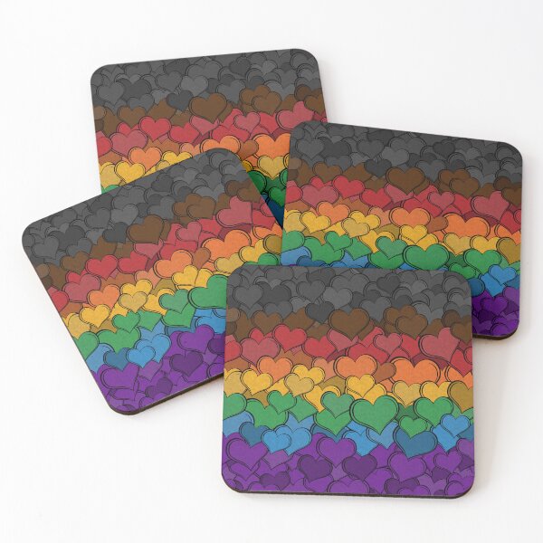 Item preview, Overlapping Hearts in the colors of the inclusice LGBTQ Rainbow Pride Flag designed and sold by LiveLoudGraphic.