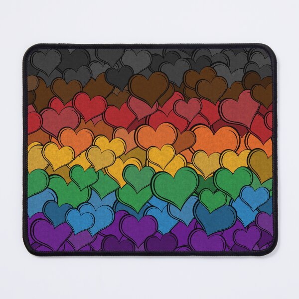 Item preview, Overlapping Hearts in the colors of the inclusice LGBTQ Rainbow Pride Flag designed and sold by LiveLoudGraphic.