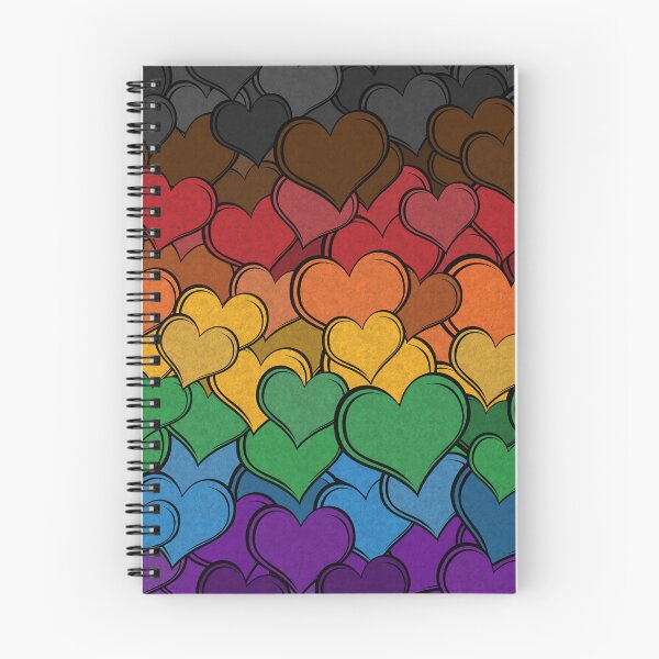 Item preview, Overlapping Hearts in the colors of the inclusice LGBTQ Rainbow Pride Flag designed and sold by LiveLoudGraphic.