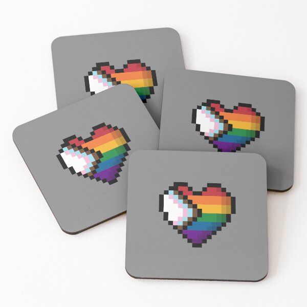Item preview, Large Pixel Heart Design in Progressive Rainbow Pride Flag Colors designed and sold by LiveLoudGraphic.