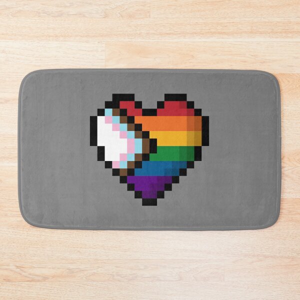 Item preview, Large Pixel Heart Design in Progressive Rainbow Pride Flag Colors designed and sold by LiveLoudGraphic.