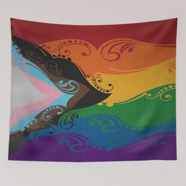 Item preview, Fancy Swooped and Swirled Progressive Rainbow Pride Flag Background designed and sold by LiveLoudGraphic.