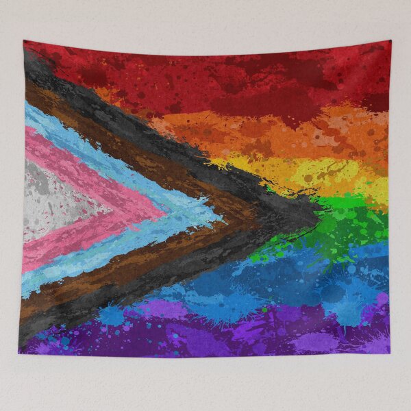 Item preview, Abstract Paint Splatter Progressive Rainbow Pride Flag Pattern designed and sold by LiveLoudGraphic.