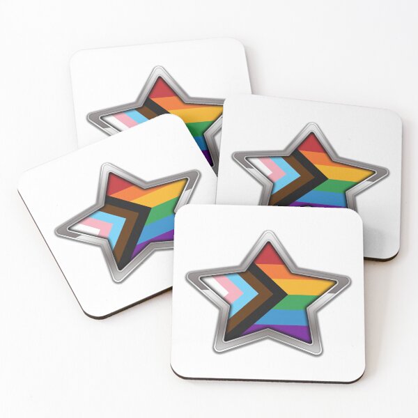 Item preview, Large Progressive Rainbow Pride Flag Colored Star with Chrome Frame designed and sold by LiveLoudGraphic.