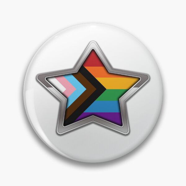 Item preview, Large Progressive Rainbow Pride Flag Colored Star with Chrome Frame designed and sold by LiveLoudGraphic.