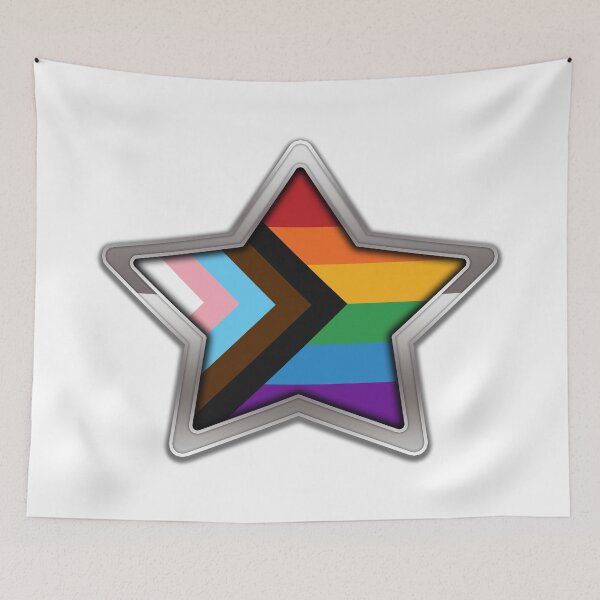 Item preview, Large Progressive Rainbow Pride Flag Colored Star with Chrome Frame designed and sold by LiveLoudGraphic.
