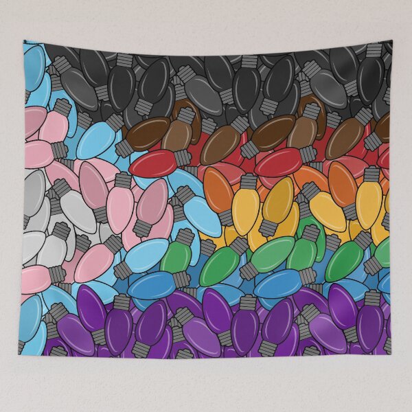 Item preview, Overlapping Christmas Lights in the colors of the Progressive LGBTQ Pride Flag designed and sold by LiveLoudGraphic.