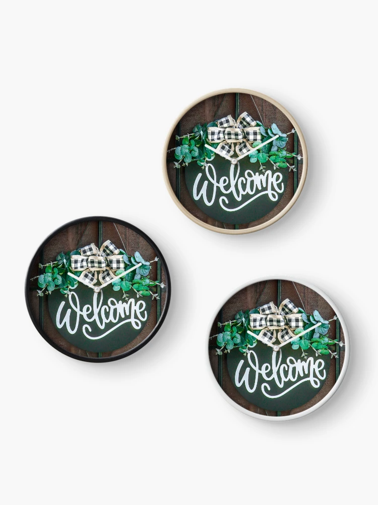 Thumbnail 3 of 4, Clock, Welcome! designed and sold by heatherfriedman.