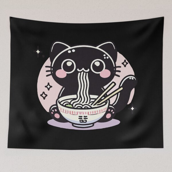Item preview, Kawaii Cat Eating Ramen – Cute Noodle Lover designed and sold by chantastical.