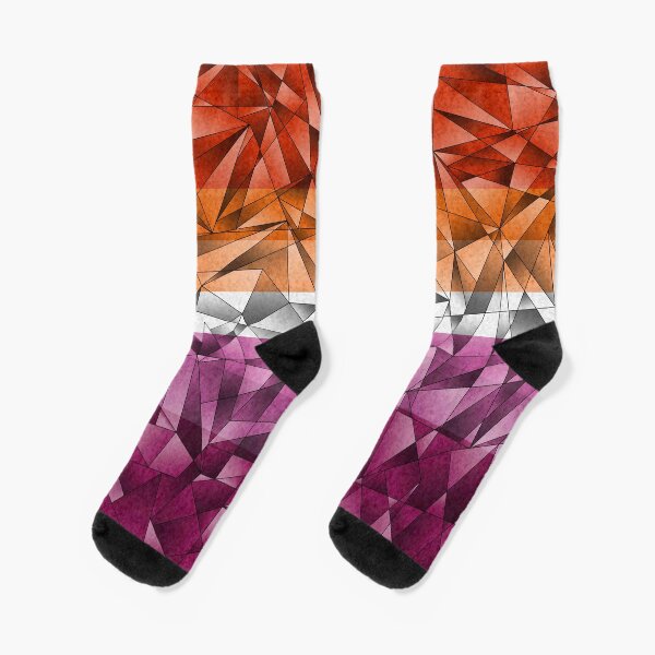Abstract Fractal Triangles Lesbian Flag Pride Flag Pattern Socks