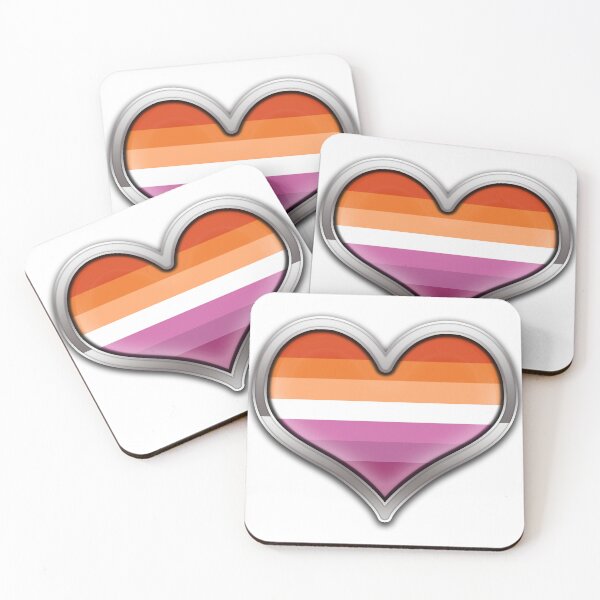 Item preview, Large Lesbian Pride Flag Colored Heart with Chrome Frame designed and sold by LiveLoudGraphic.