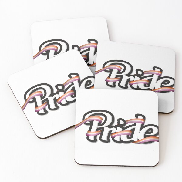 Item preview, Lesbian pride flag colored ribbon wrapped around the letters of the word PRIDE designed and sold by LiveLoudGraphic.