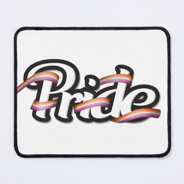 Item preview, Lesbian pride flag colored ribbon wrapped around the letters of the word PRIDE designed and sold by LiveLoudGraphic.