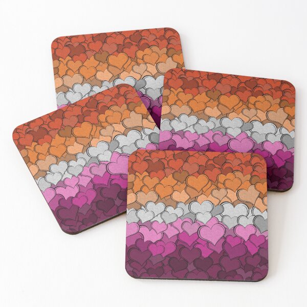 Item preview, Overlapping Hearts in the colors of the Lesbian Pride Flag designed and sold by LiveLoudGraphic.