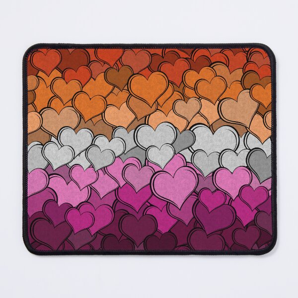 Item preview, Overlapping Hearts in the colors of the Lesbian Pride Flag designed and sold by LiveLoudGraphic.