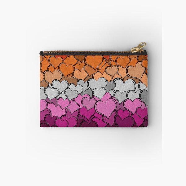 Item preview, Overlapping Hearts in the colors of the Lesbian Pride Flag designed and sold by LiveLoudGraphic.