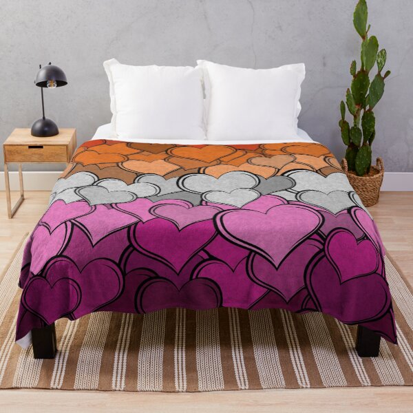 Item preview, Overlapping Hearts in the colors of the Lesbian Pride Flag designed and sold by LiveLoudGraphic.