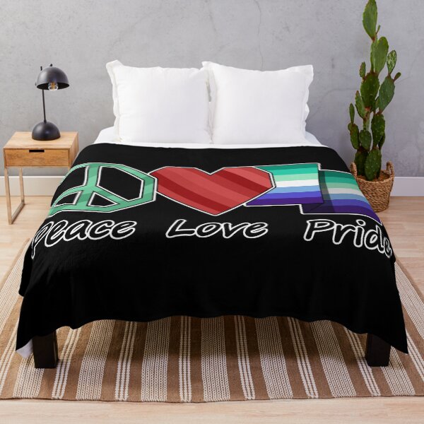 Item preview, Peace, Love, and Pride design in Gay pride flag colors designed and sold by LiveLoudGraphic.