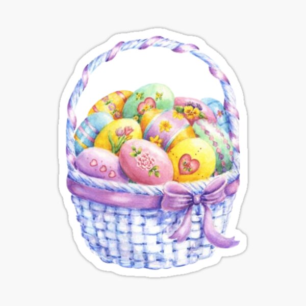 Painted Easter Eggs in Basket Sticker