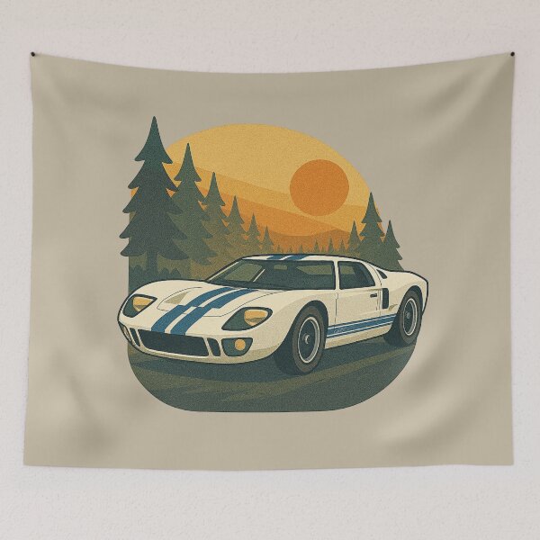 Item preview, Ford GT40 Vintage Racing Car Sunset Forest designed and sold by Intrepid Media.