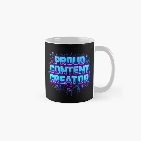 Vista previa del artículo con la obra «Creador de contenido orgulloso - Edición estética tecnológica», diseñado y vendido por JesyDualContent.