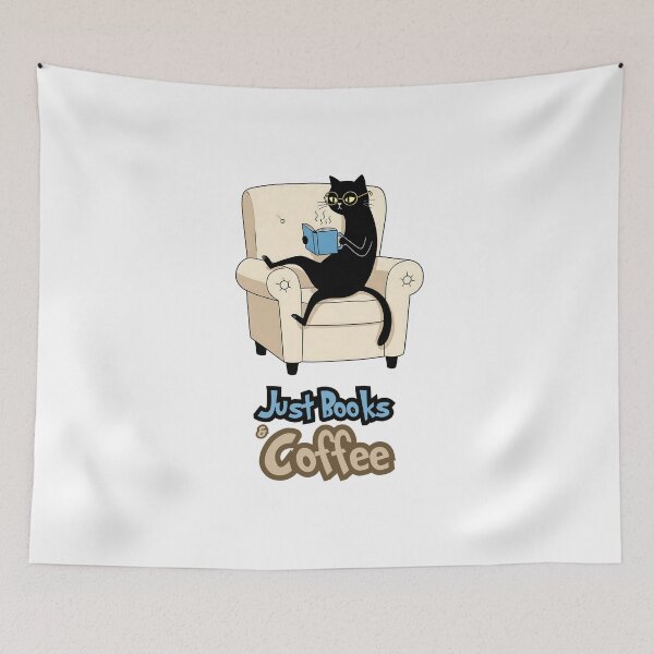 Item preview, Bookish Black Cat – The Art of Reading & Sipping Coffee designed and sold by Meow Cat.