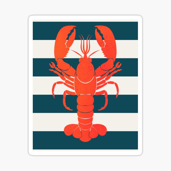 Red lobster and nautical stripes Sticker