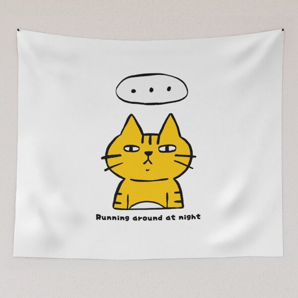 Item preview, Cat running around at night designed and sold by AsianWalking.