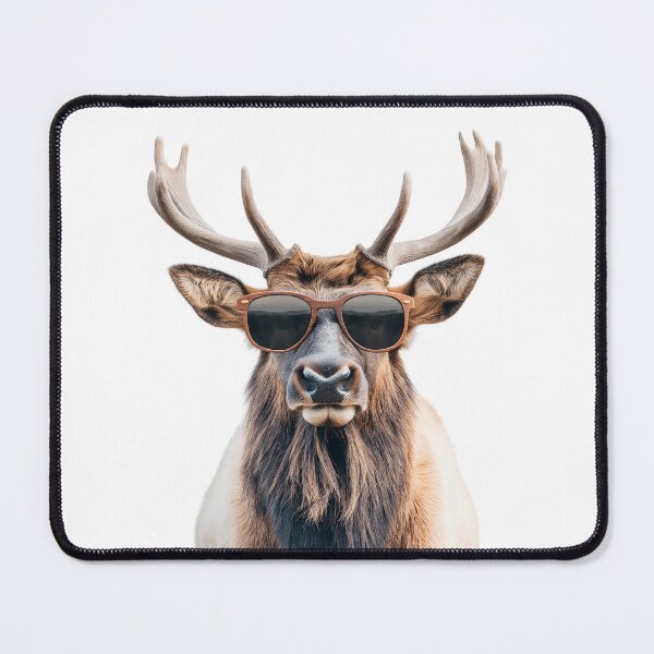 Item preview, Funny cool Rocky Mountain Elk wearing sunglasses designed and sold by LazyOwlStore.