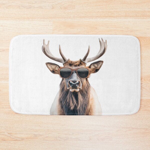 Item preview, Funny cool Rocky Mountain Elk wearing sunglasses designed and sold by LazyOwlStore.