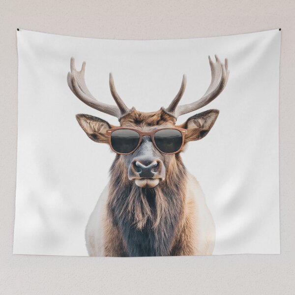 Item preview, Funny cool Rocky Mountain Elk wearing sunglasses designed and sold by LazyOwlStore.