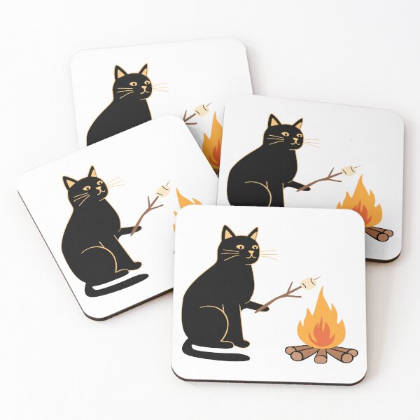 Item preview, Cozy Campfire Black Cat Roasting Marshmallow designed and sold by littleflabby.