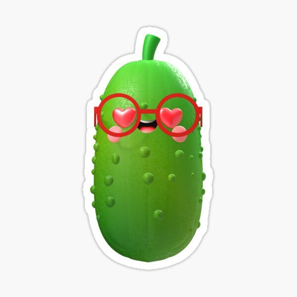 In Love Cucumber – Adorable Baby Veggie Character with Heart Eyes Kawaii Style Sticker