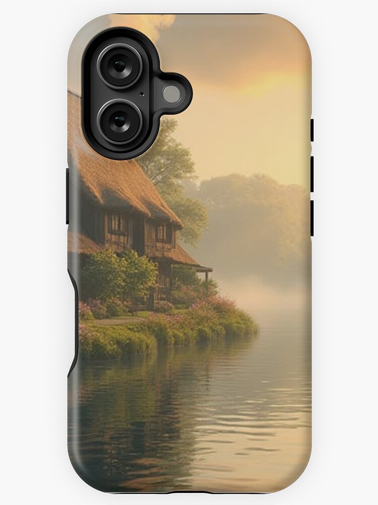 Thumbnail 1 of 4, iPhone Case, Cottage beside a Lake designed and sold by LenCarol.
