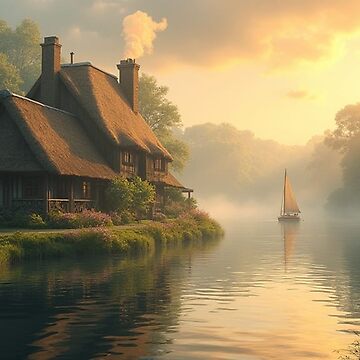 Artwork thumbnail, Cottage beside a Lake by LenCarol
