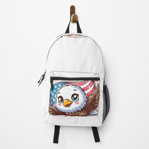 Item preview, Adorable Cartoon Eagle with American Flag – Patriotic Print designed and sold by TeetasticBtque.