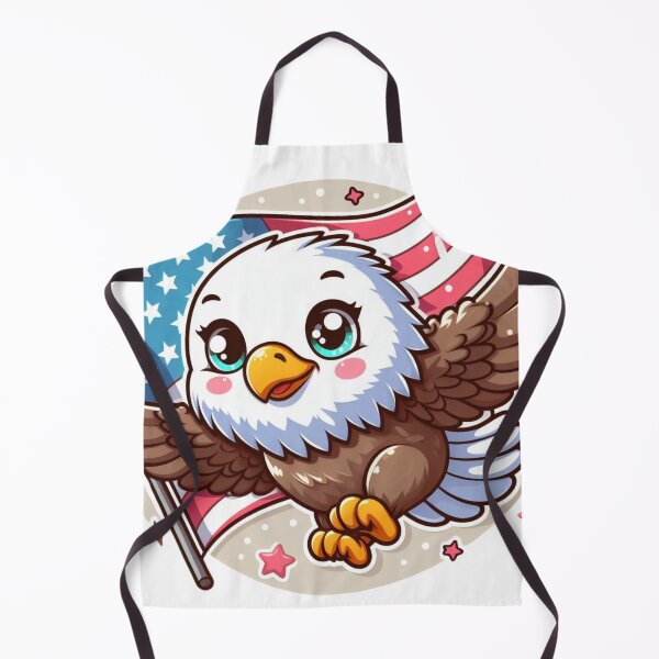 Item preview, Adorable Cartoon Eagle with American Flag – Patriotic Print designed and sold by TeetasticBtque.
