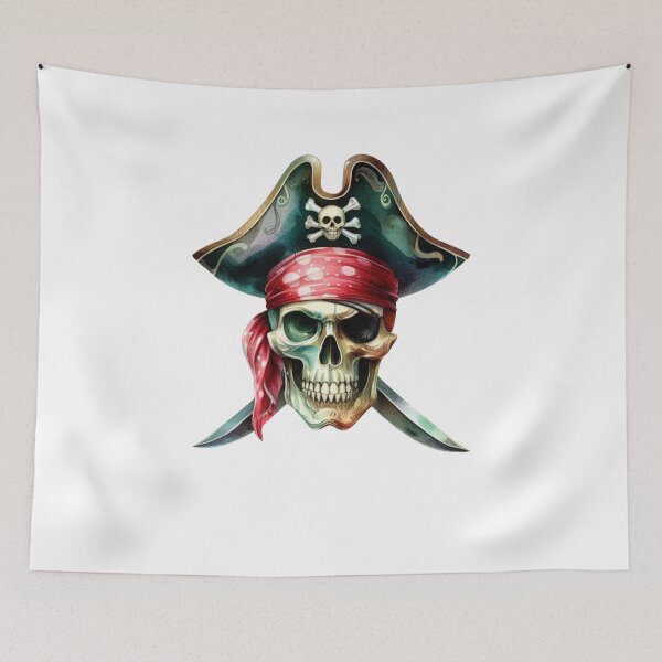 Item preview, Emerald Sea Pirate Skull with Crossed Blades – Dark Nautical Art designed and sold by TeetasticBtque.