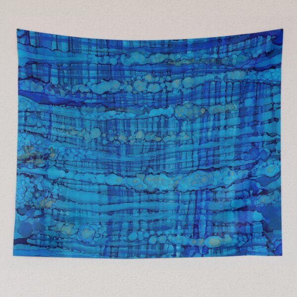 Item preview, Blue tonal abstract alcohol ink art designed and sold by Klostee.