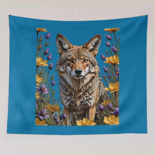 Item preview, A Coyote Surrounded By Spring Meadow Flowers  designed and sold by taiche.