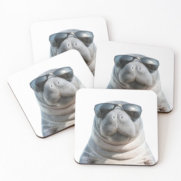 Item preview, Funny cool West Indian manatee wearing sunglasses designed and sold by LazyOwlStore.