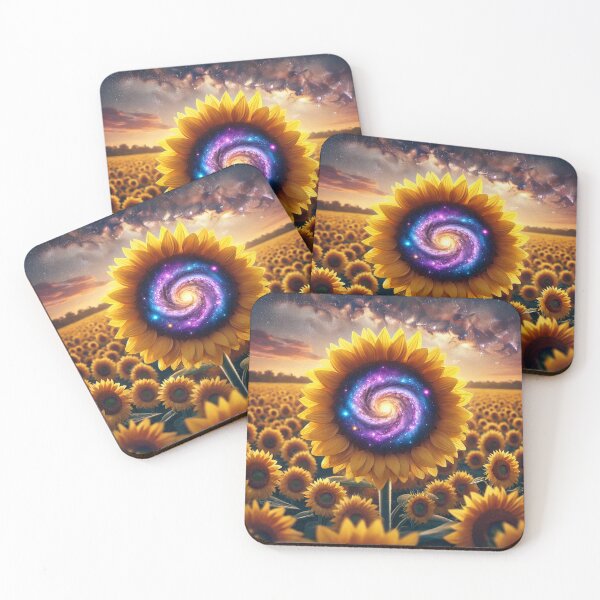 Item preview, Galactic Sunflower Bloom – Cosmic Nature Meets Universe Art designed and sold by AlphaPODMonkey.
