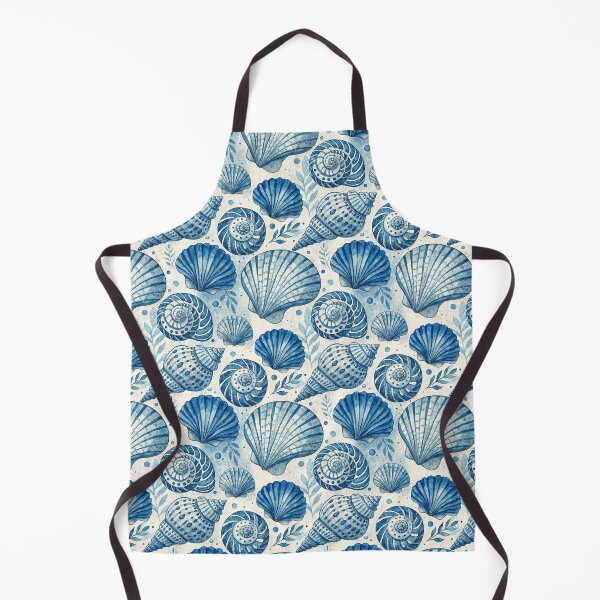 Item preview, Blue and white seashell pattern, handpainted watercolor art designed and sold by patterncrow.