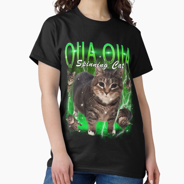 Aperçu de l'œuvre Chat qui tourne OIIA OIIA Design de chat drôle de mème électrique créée et vendue par Damcoc.