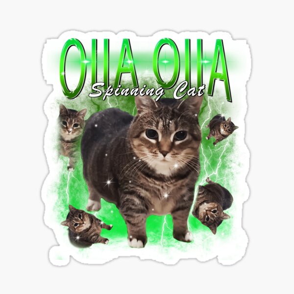 Aperçu de l'œuvre Chat qui tourne OIIA OIIA Design de chat drôle de mème électrique créée et vendue par Damcoc.