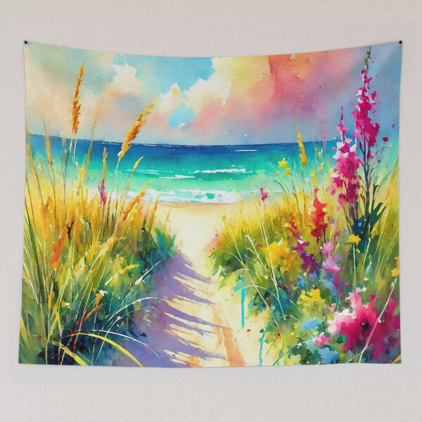 Item preview, Tranquil Beach Path with Vibrant Flowers and Ocean View designed and sold by ChrisButler.