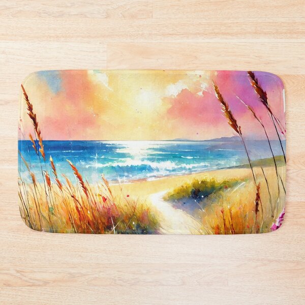 Item preview, Golden Beach Path with Blooming Flowers and Sunset Glow designed and sold by ChrisButler.