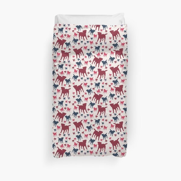 Border Terrier Gifts for Dog Lovers Deep Red, Cream & Navy Silhouette Duvet Cover