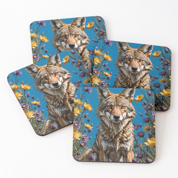 Item preview, A Coyote Surrounded By Spring Meadow Wildflowers designed and sold by taiche.